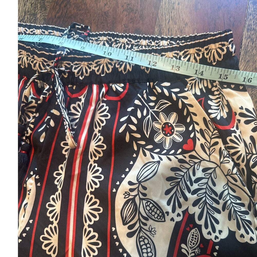 Women’s Wide Leg Printed Palazzo Pants - Black Floral- Medium - Picture 2 of 7